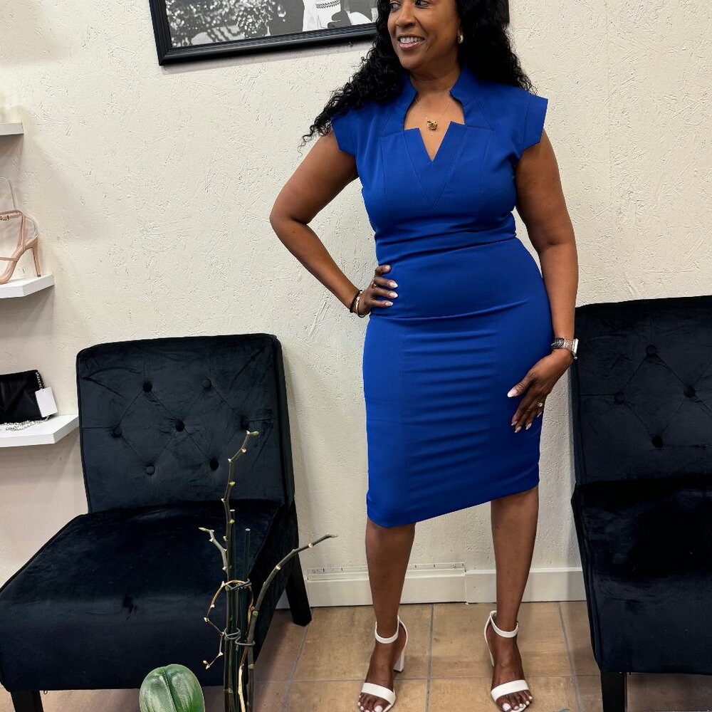 Sleeveless Notch Neck Midi Dress